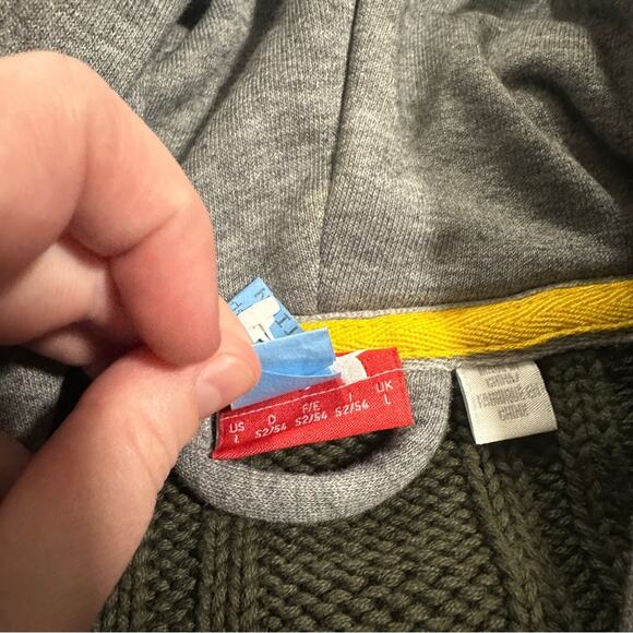 Puma Green Knit Long Sleeve Button Zip Chunky Cardigan Jacket Size L - Picture 6 of 9